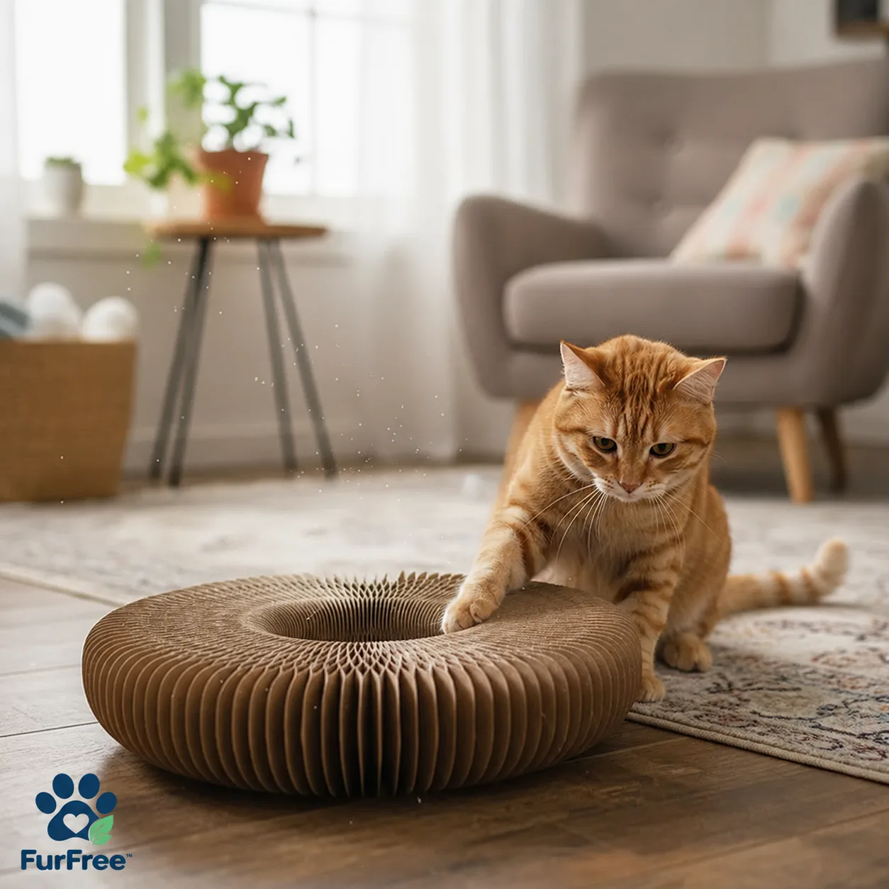 Cat playing with FurFree scratcher