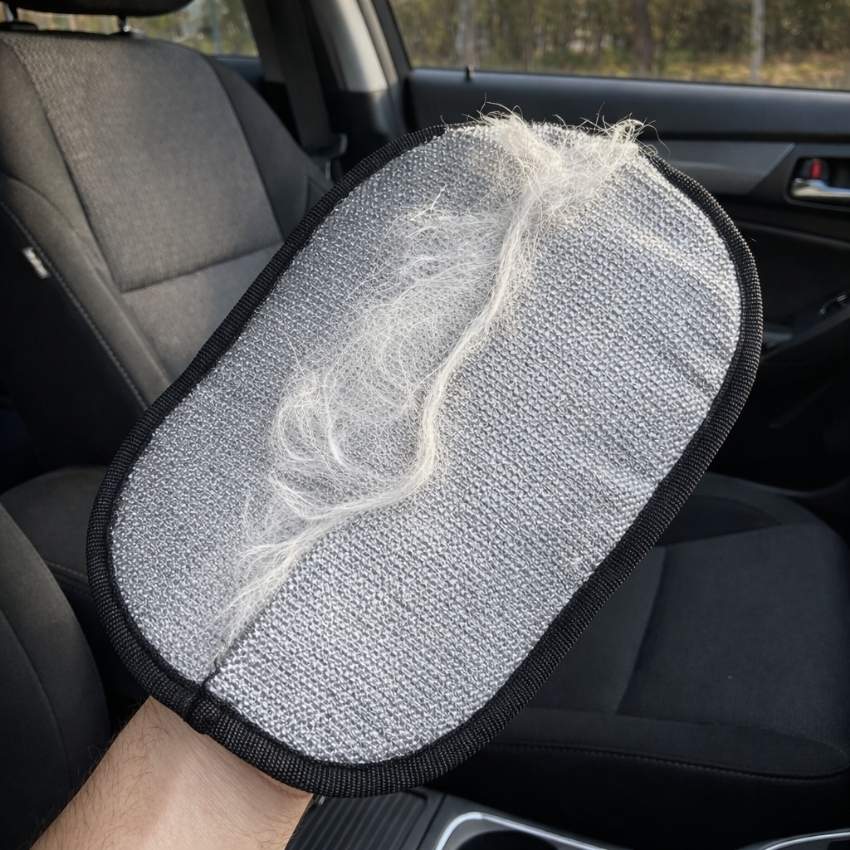 Pet hair gathered from a car seat