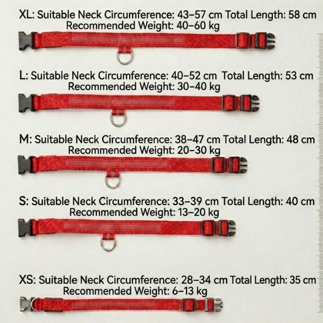 LED collar size guide