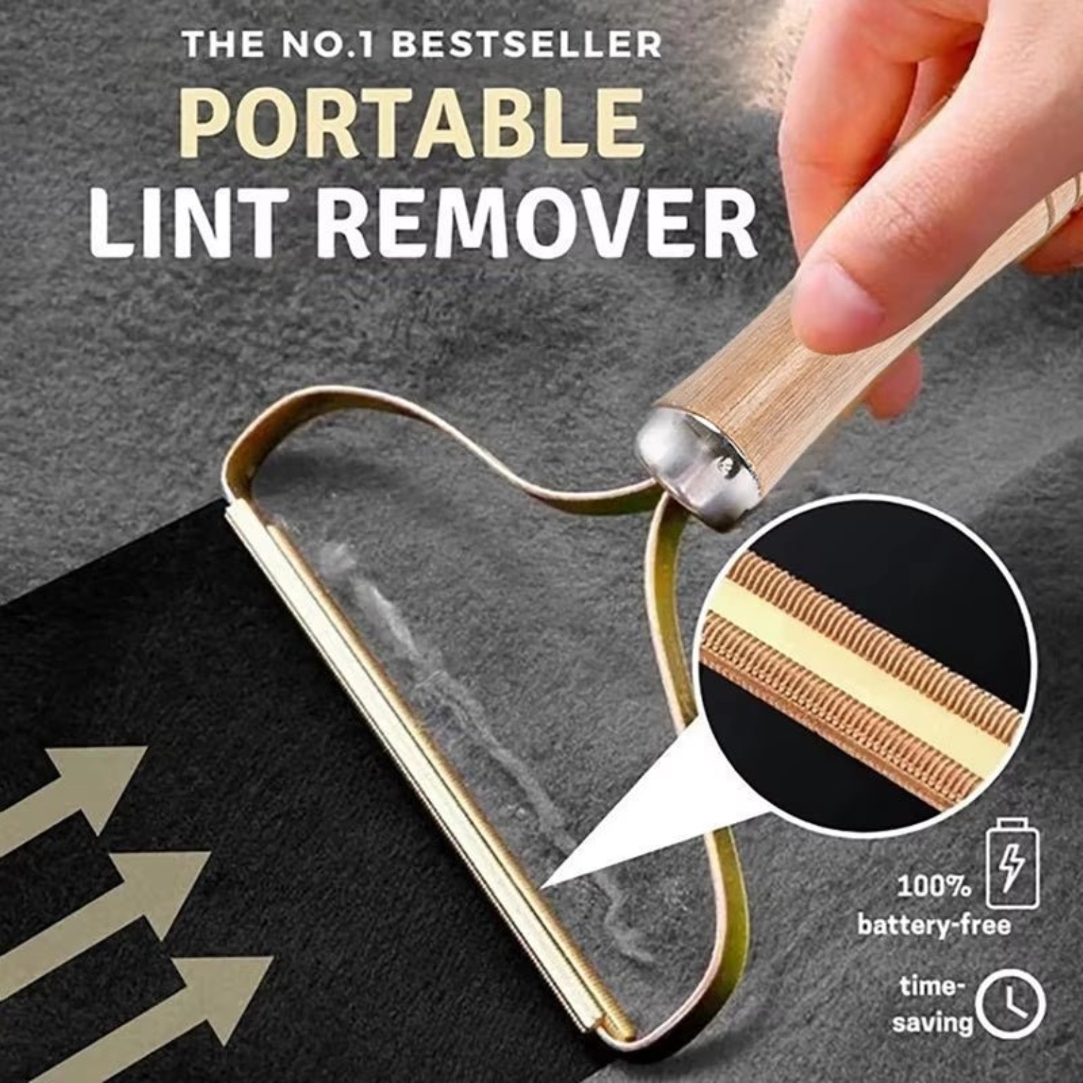 Portable battery-free lint remover